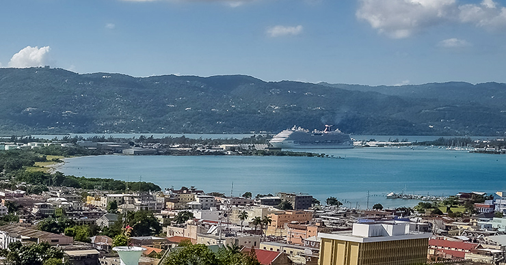 A cruise ship in Montego Bay Harbor