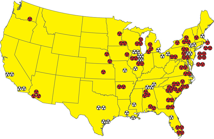 31 Nuclear Power Plants (in white) operating beyond their 40-year License