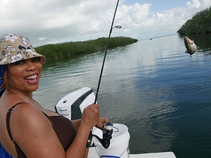 Teresa fishing in the Florida Keys