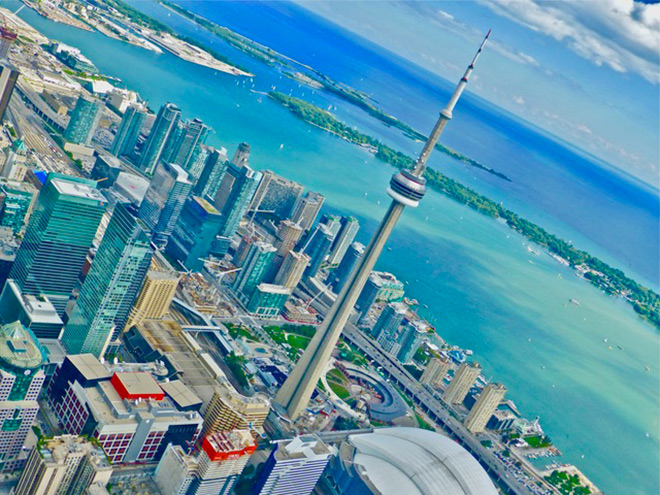 View of CN Tower from Toronto HeliTours