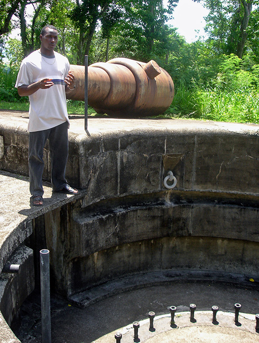 Tour guide at LaToc Battery, St. Lucia