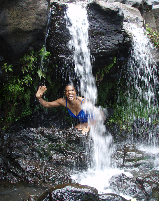 Underneath a Maui Waterfall