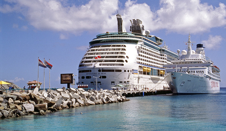 Two cruise ships docked at St. Maarten