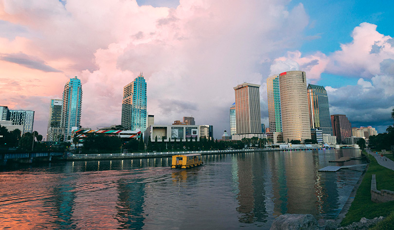 Tampa skyline evening