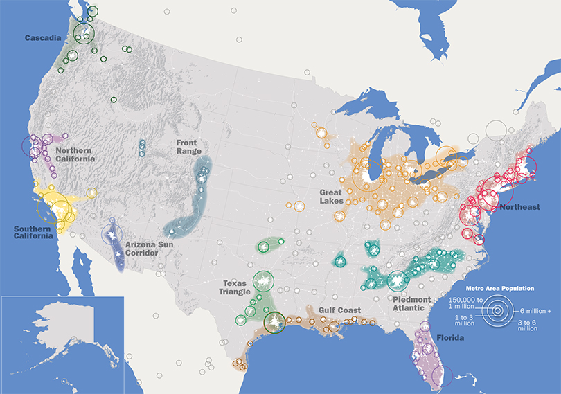 America 2050 Mege-Regions Map