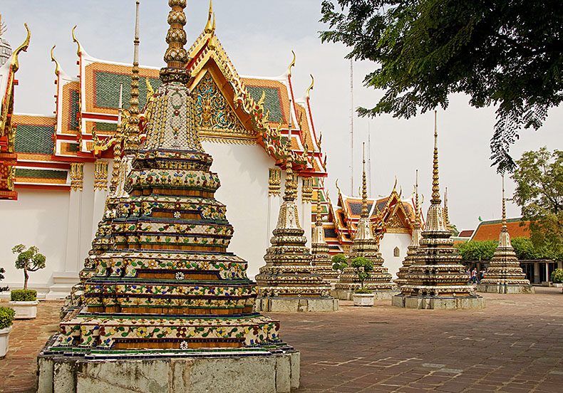 Wat Phra temple chedis covered with 90 tiles
