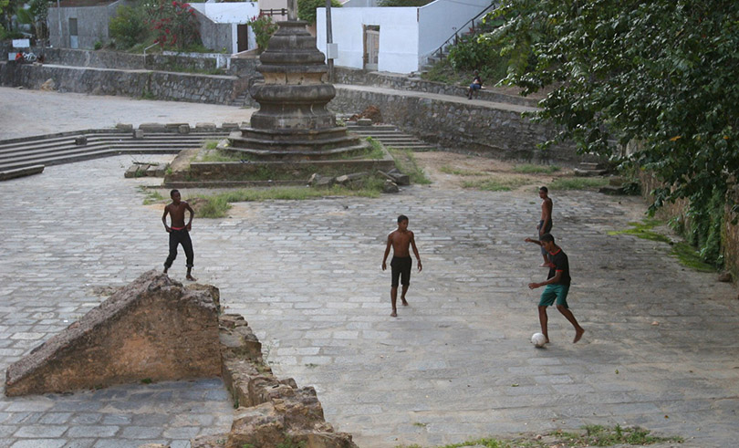Street soccer in ancient ruins of Olinda