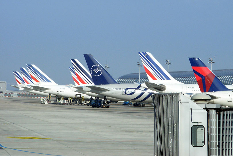 Air France and Delta airlines at CDG Airport, Paris Transportation