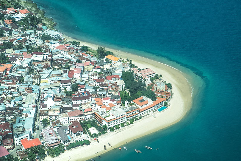 Aerial view of Stones town, Zanzibar