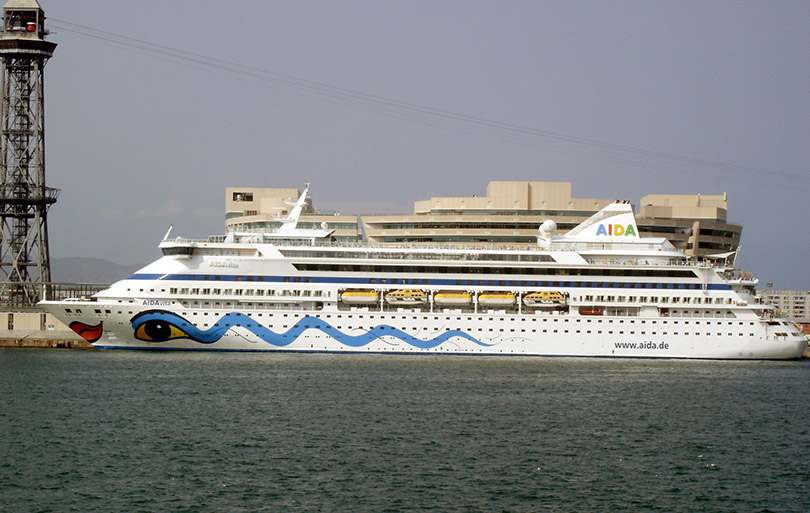 Aida cruise ship in Barcelona cruiseport
