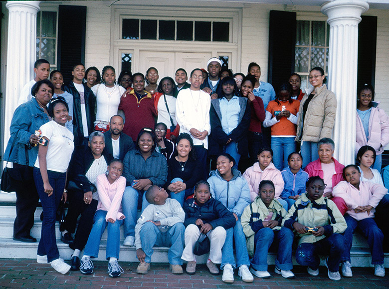 Tour group visiting the Cedar Hill home of Frederick Douglass