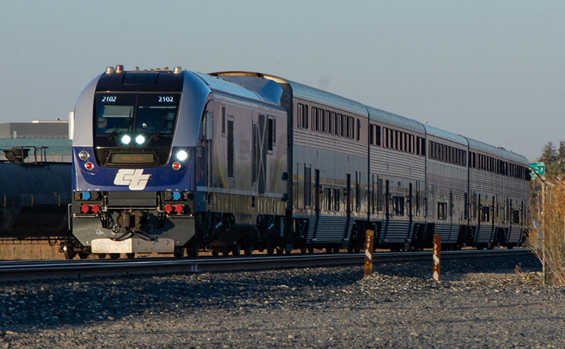 Amtrak Capitol Corridor powered by a low-emission locomotive