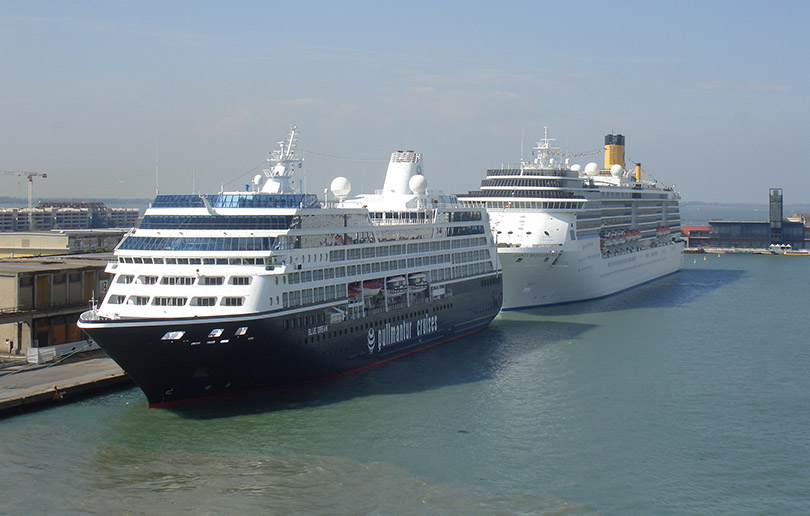 Cruise ships docked in Venice