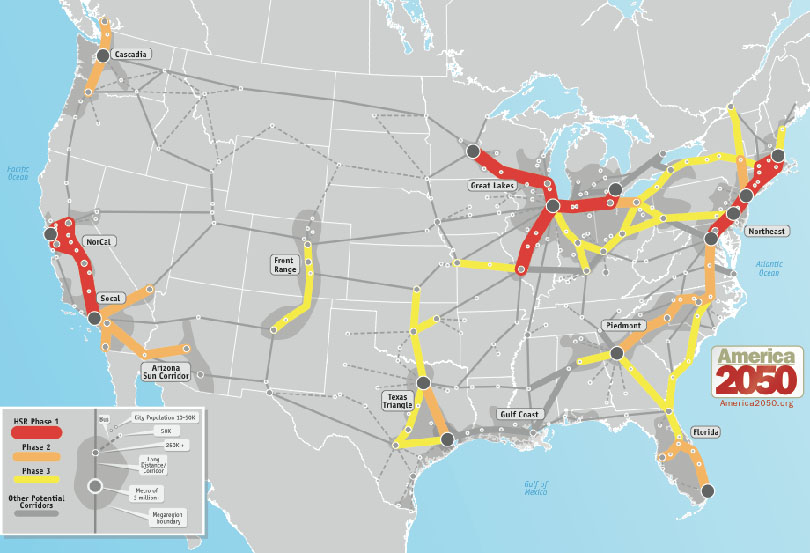 America 2050 High-Speed Rail Vision Map