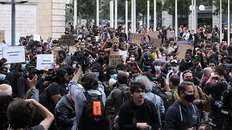 Black Lives Matter protest in Lyon honoring George Floyd