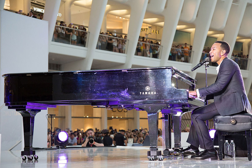 John Legend performing at World Trade Center Transit Hub, New York City