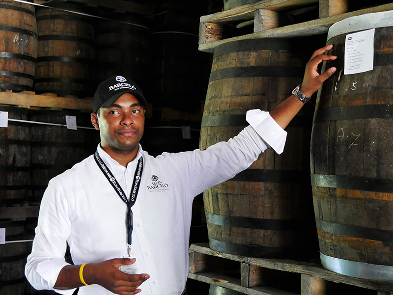 Tour guide at Ron Barcelo Rum Company in Santo Domingo