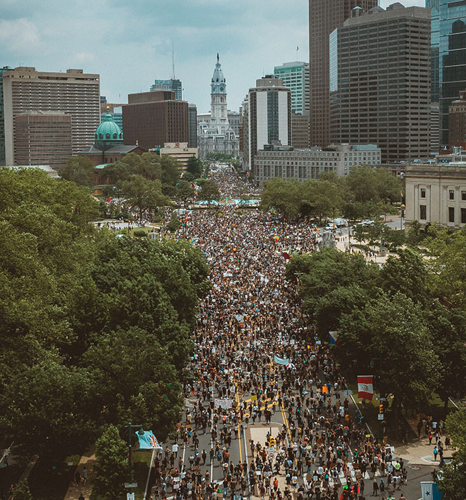 Black Live Matter crowd in Philadelphia