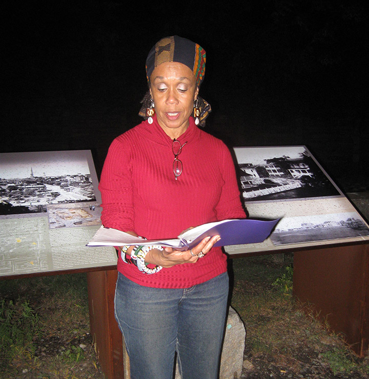 Ms. Lumkpin from Elegba Folklore Society speaking at the Slave Jail Site, Richmond