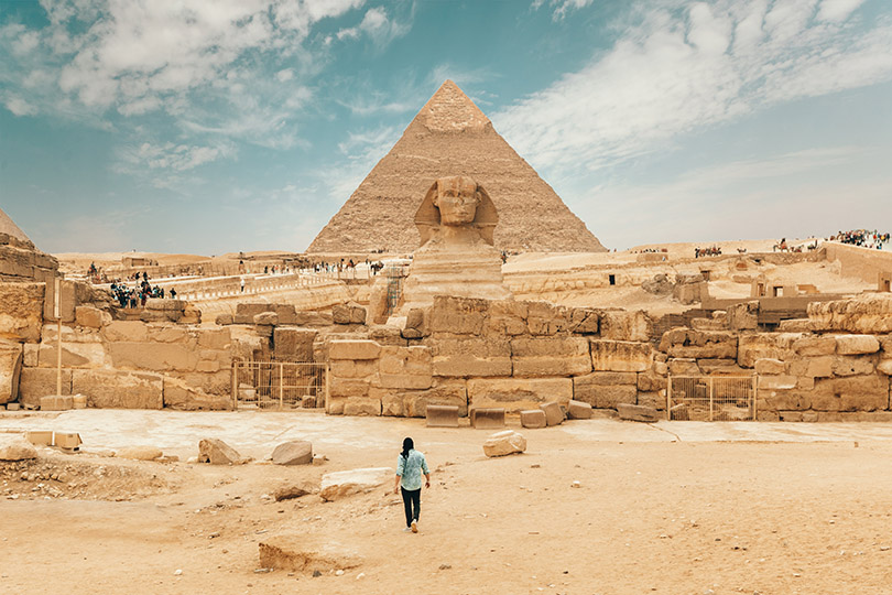 The Great Sphinx infant profile of the Great Pyramid in Giza; credit Spencer Davis