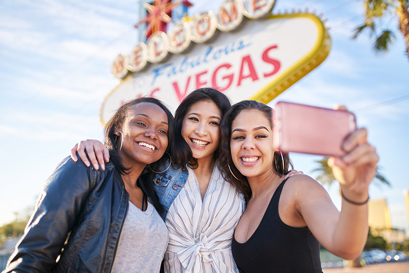 College friends on a Girl Trip to Las Vegas